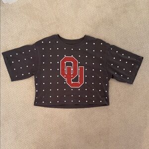 Women’s Cropped Bejeweled OU Shirt